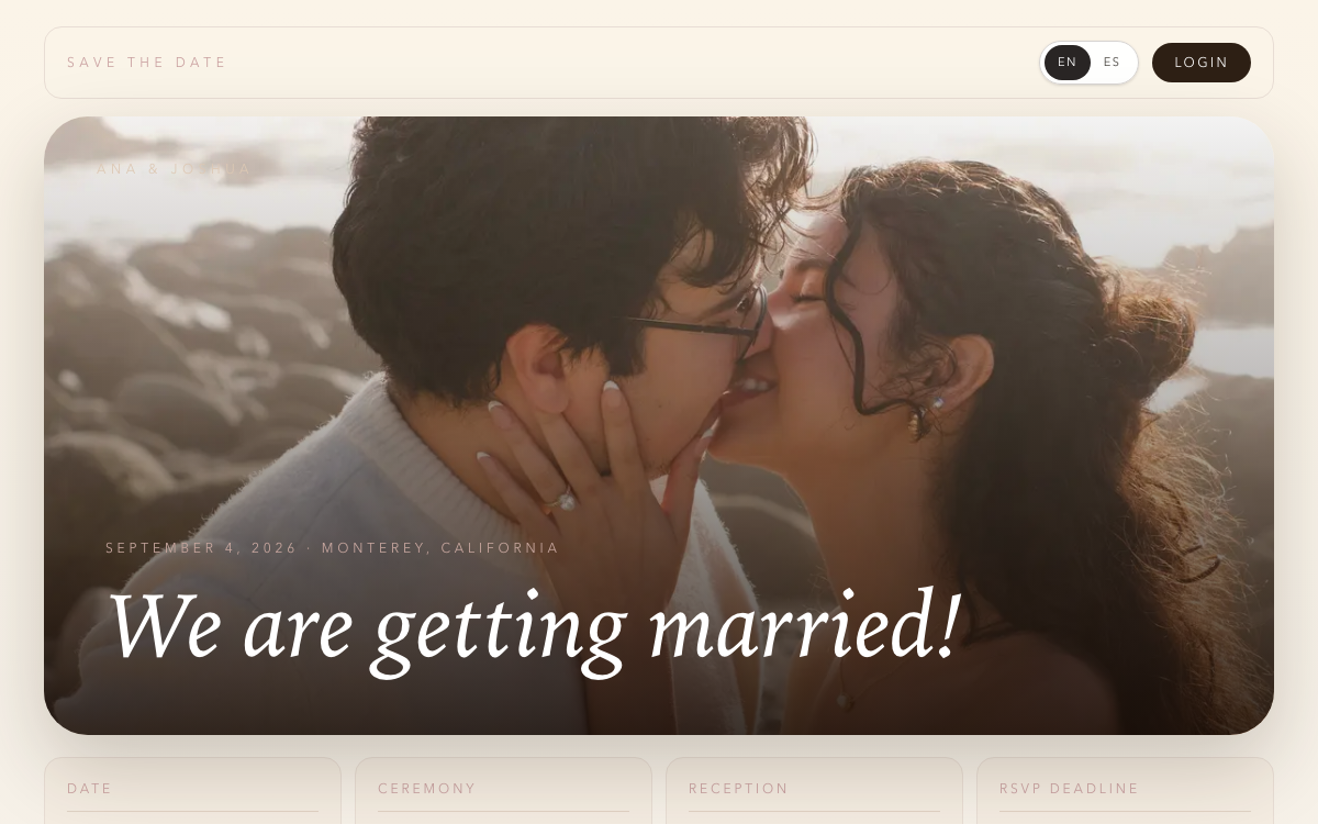 Ana and Joshua wedding website